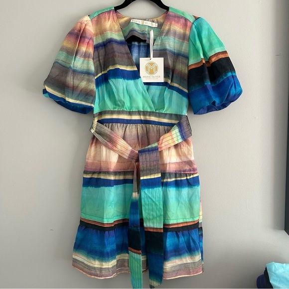 NWT Marie Oliver Callie Dress in Watercolor Print Org $359 - Picture 3 of 6